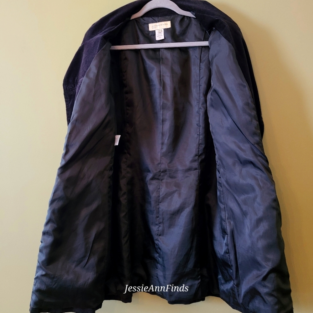 Jones New York Black Velour Double Breasted Trench Coat Women's Size Medium - Picture 4 of 6